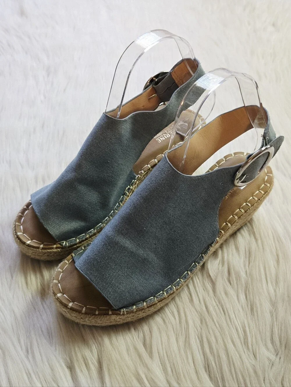 Catherine Malandrino Blue Open-Toe Espadrille Wedge Sandals